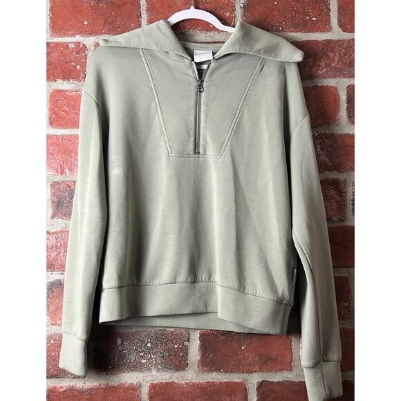 Varley Yates Half Zip Double Soft Sweat Shirt Green Sea Grass Medium VAR01657 - Picture 3 of 9